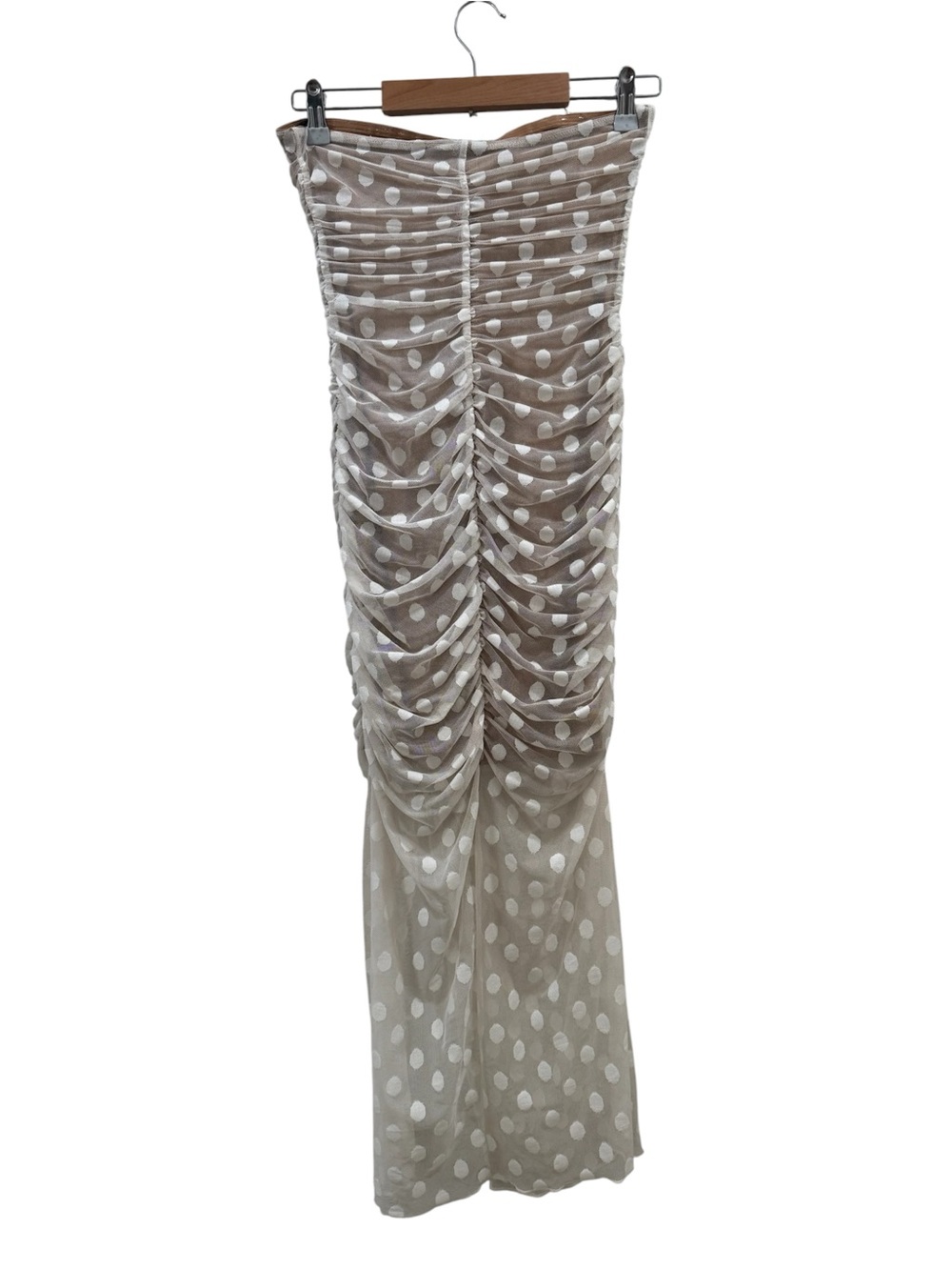 MAJORELLE Nude Mesh Strapless Polkadot Dress - Picture 3 of 6